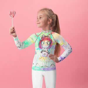 Camiseta compresión para niña de 2 a 7 años modelo BEACH "Miau"