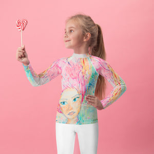 Camiseta compresión para niña de 2 a 7 años modelo BEACH "Pink Lady"